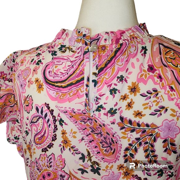 #056a. NWT Floral Paisley Sleeveless Tiered Babydoll Dress-Jodifl Los Angeles - Picture 3 of 7
